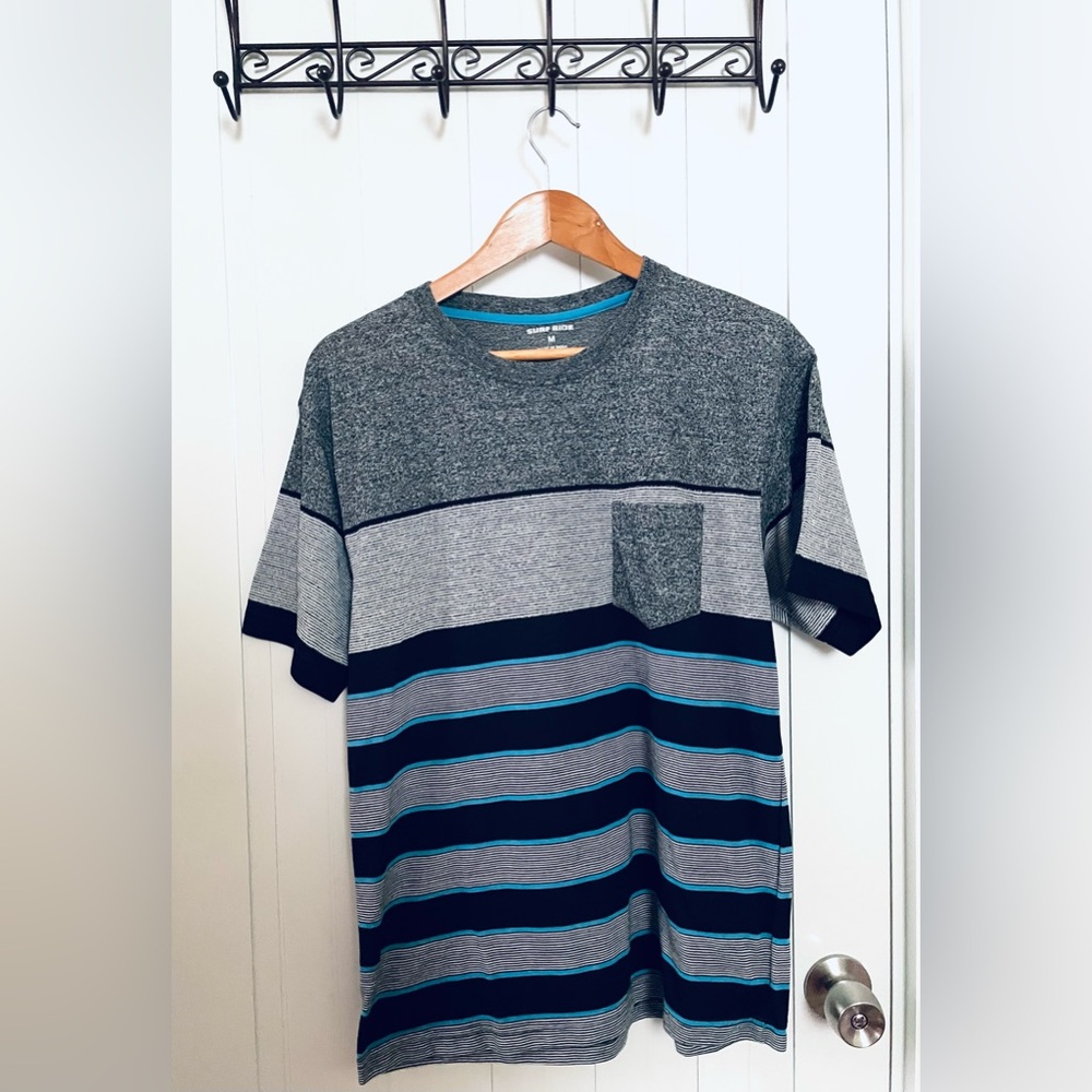 Now $15)Gray and Blue Striped Men's Shirt